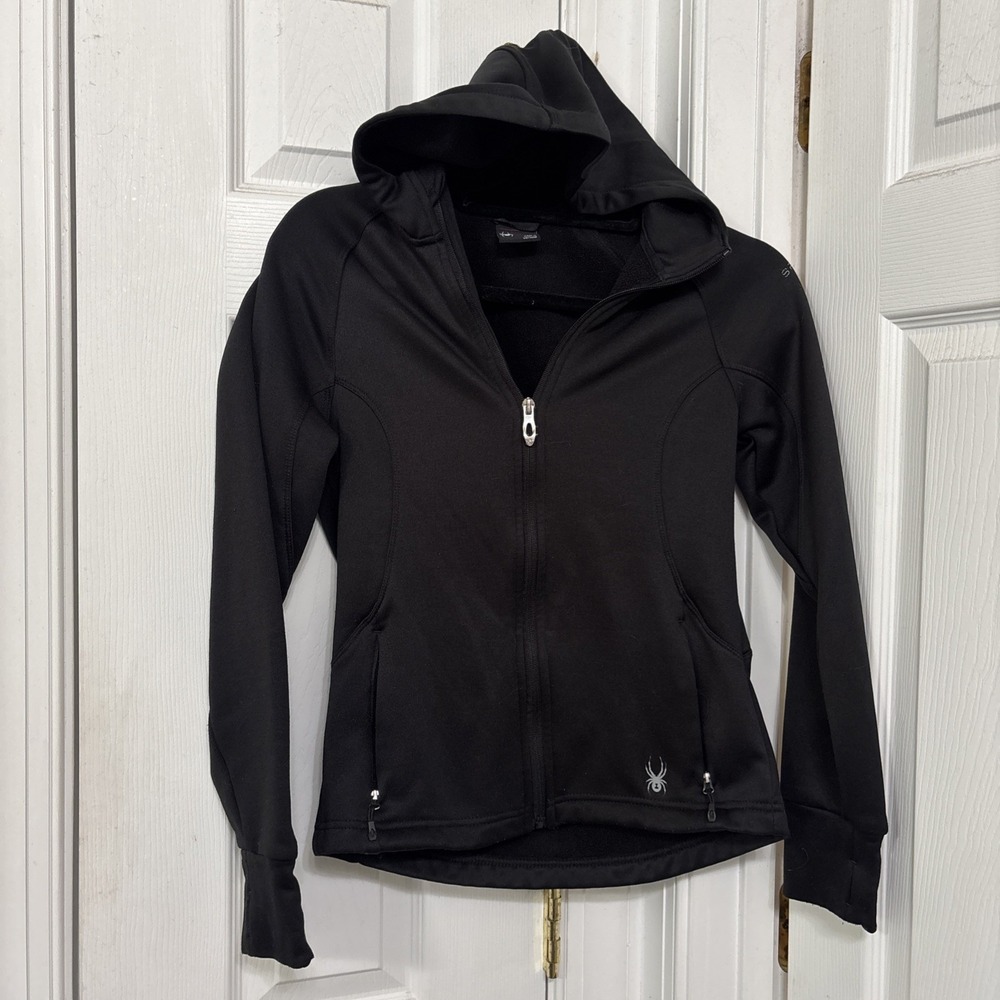 Spyder Womens Hooded Full Zip Fleece Jacket Black SPFFB04 XS